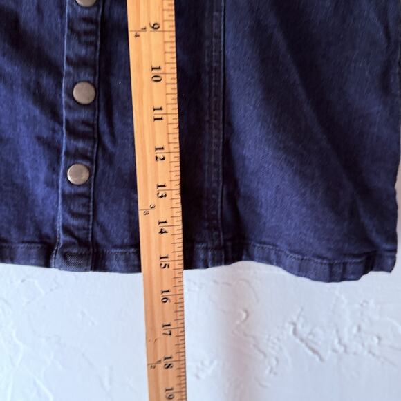 Indigo‎ Rein Skirt Vintage 90s Large Denim Button Front A-Line Mini Western - Picture 4 of 8